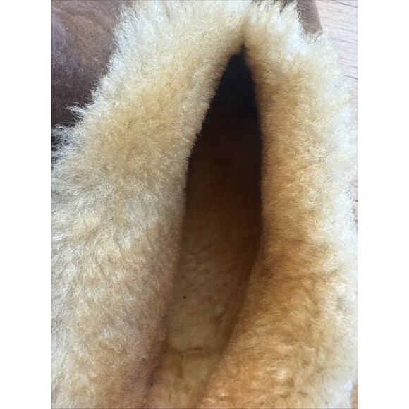 Vtg LL Bean WICKED GOOD Mocs Brown Suede Leather SHEARLING LODGE Chukka Slippers - Picture 7 of 7